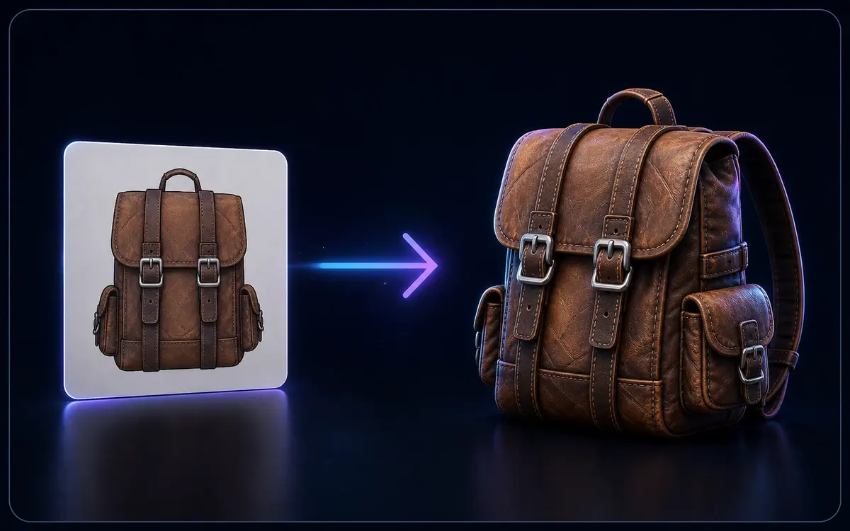 Flat image converting into a textured 3D backpack model
