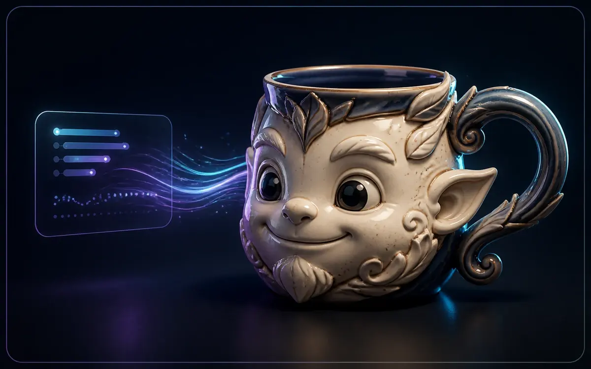 Text prompt generating a stylized 3D mug model