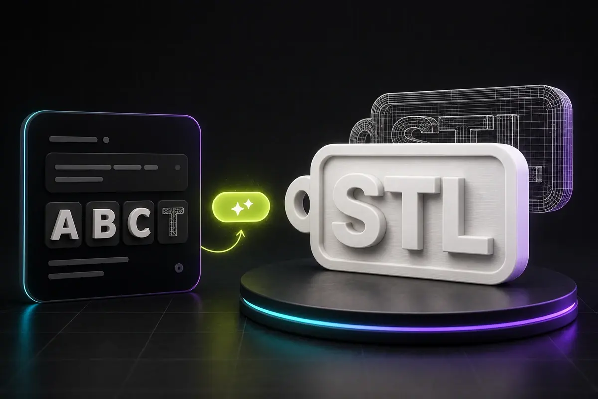 3D text to STL nameplate with raised lettering ready for printing