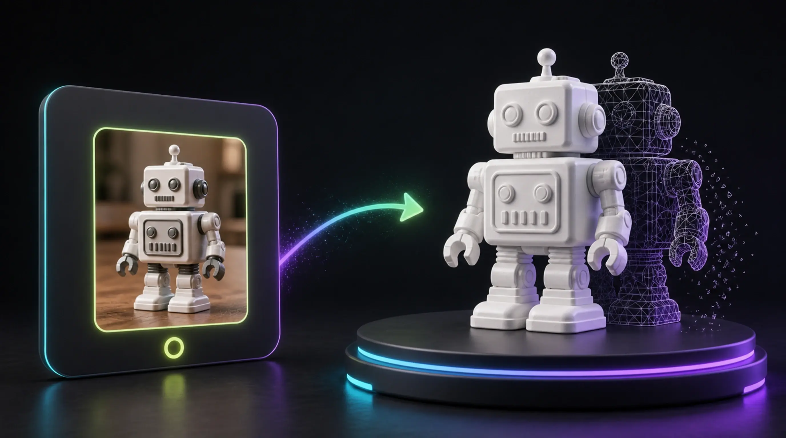 JPG to STL converter reconstructing a single image into a white 3D printable mesh model